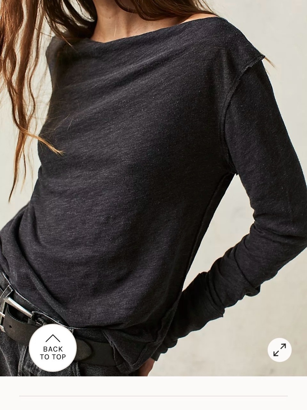 We The Free Charcoal Long-Sleeve Boatneck Tee